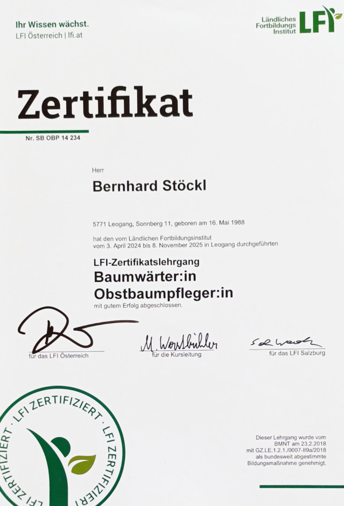 Zertifizierter Baumwärter / Obstbaumpfleger - Obstbaumservice Riedlhof